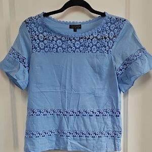 Topshop Blue Boxy Embellished Blouse